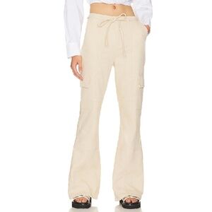 Lovers + Friends Women's Cream Beige Ollie Cargo Trouser Flare Leg Size XS, NWT